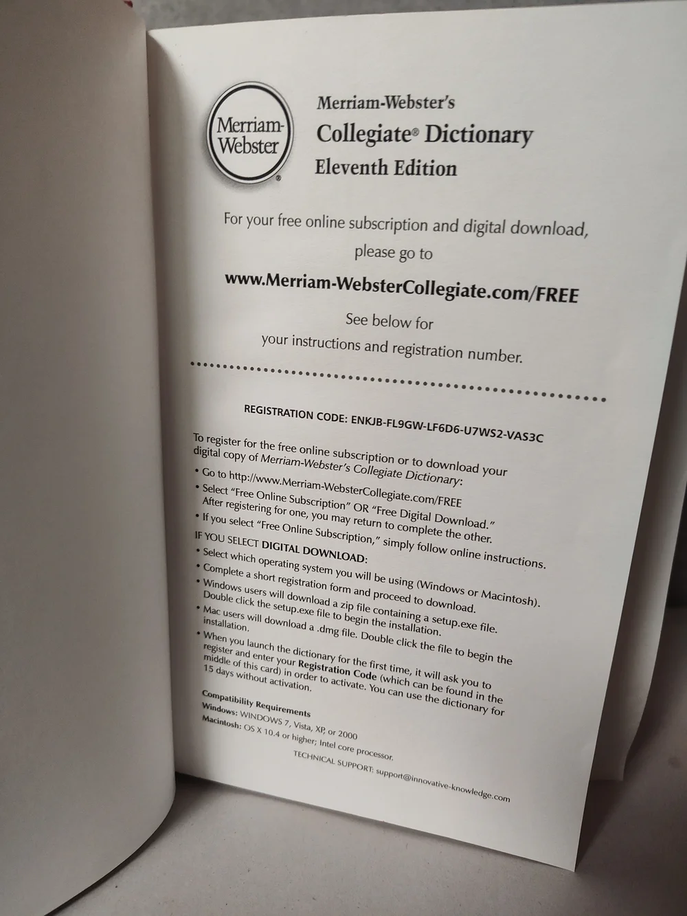 Websters collegiate dictionary